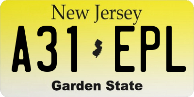 NJ license plate A31EPL