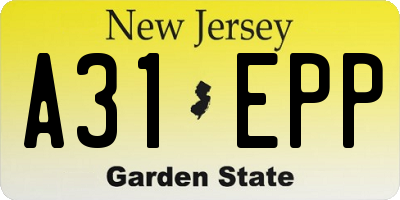 NJ license plate A31EPP