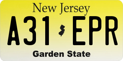 NJ license plate A31EPR