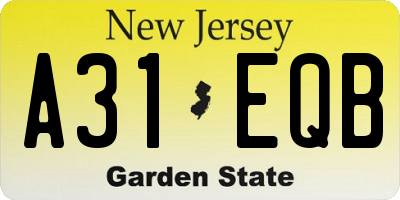 NJ license plate A31EQB