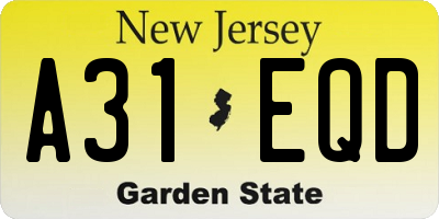 NJ license plate A31EQD