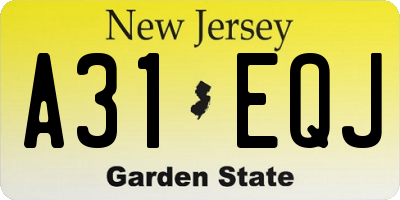 NJ license plate A31EQJ