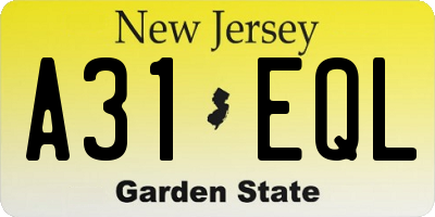NJ license plate A31EQL