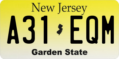 NJ license plate A31EQM
