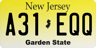 NJ license plate A31EQQ