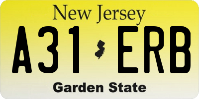 NJ license plate A31ERB