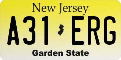 NJ license plate A31ERG