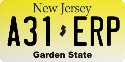 NJ license plate A31ERP
