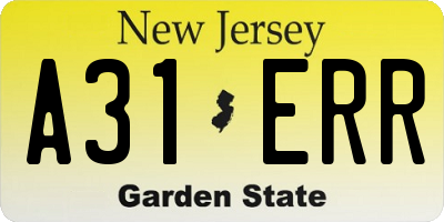 NJ license plate A31ERR