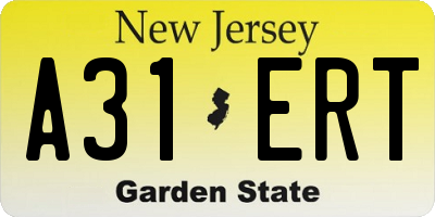 NJ license plate A31ERT