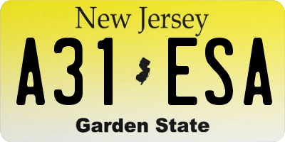 NJ license plate A31ESA