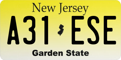 NJ license plate A31ESE
