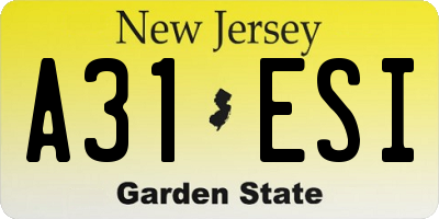 NJ license plate A31ESI