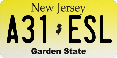 NJ license plate A31ESL