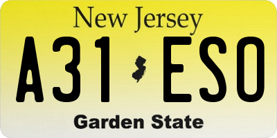 NJ license plate A31ESO