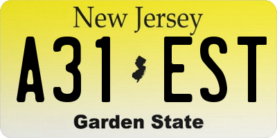 NJ license plate A31EST