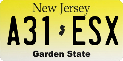 NJ license plate A31ESX