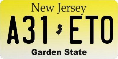 NJ license plate A31ETO