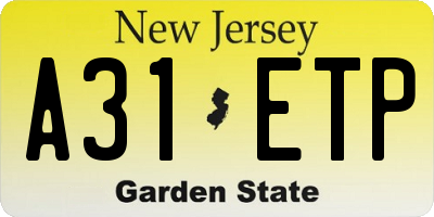NJ license plate A31ETP