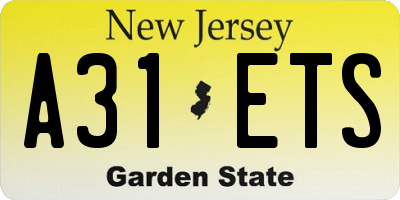 NJ license plate A31ETS