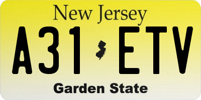 NJ license plate A31ETV