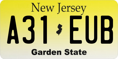 NJ license plate A31EUB