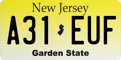 NJ license plate A31EUF
