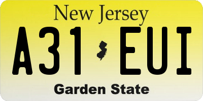 NJ license plate A31EUI