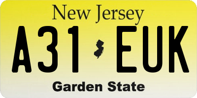 NJ license plate A31EUK