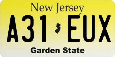 NJ license plate A31EUX