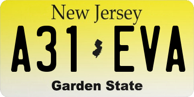 NJ license plate A31EVA