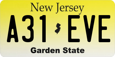 NJ license plate A31EVE