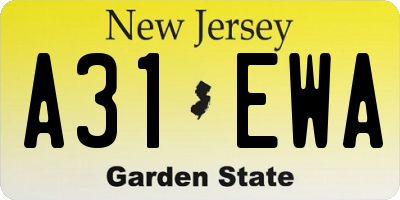 NJ license plate A31EWA