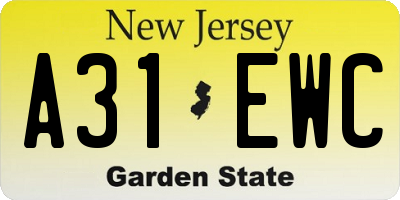NJ license plate A31EWC