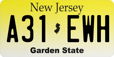 NJ license plate A31EWH