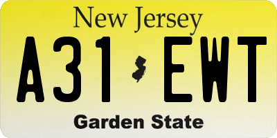 NJ license plate A31EWT