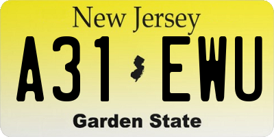 NJ license plate A31EWU