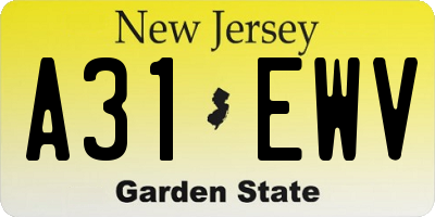 NJ license plate A31EWV
