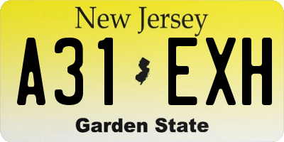 NJ license plate A31EXH