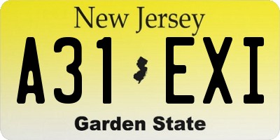 NJ license plate A31EXI