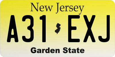 NJ license plate A31EXJ