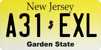 NJ license plate A31EXL