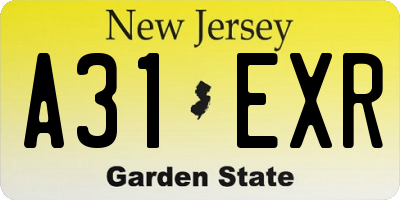 NJ license plate A31EXR