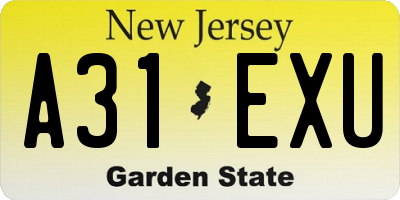 NJ license plate A31EXU