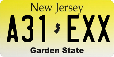 NJ license plate A31EXX