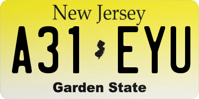 NJ license plate A31EYU