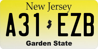 NJ license plate A31EZB