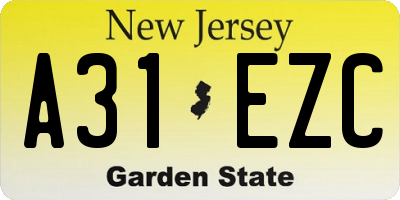 NJ license plate A31EZC
