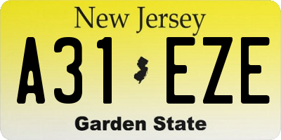 NJ license plate A31EZE