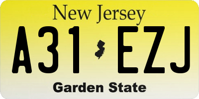 NJ license plate A31EZJ